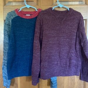 Gap sweaters. Navy, red, gray. Burgundy. Size M
